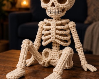 Little Bones Crochet Pattern, Skeleton Amigurumi PDF, Poseable Halloween Doll