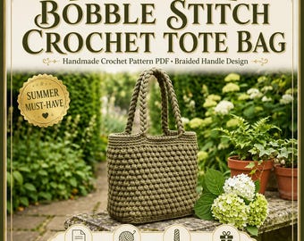 Crochet Tote Bag | Sage Green Chunky Knotted Bag | Braided Handle Market Tote | Everyday Shoulder Purse | Boho Cotton Bag | Handmade Gift