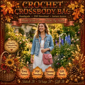 Crochet Ita Bag Pattern PDF | Boho Crossbody Sling Bag | Mini Hobo Messenger Bag | Flower Holder Pouch | Digital Download