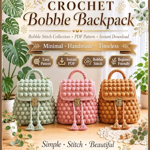 Crochet Ita Bag PDF Pattern | Bobble Stitch Backpack, Crossbody, Sling, Hobo and Messenger Bag | Instant Download DIY Pattern