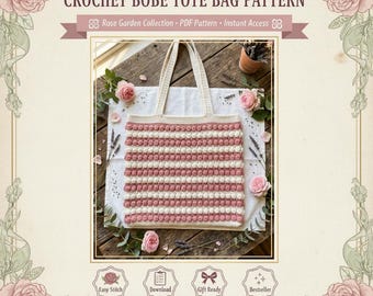 Crochet Ita Bag Pattern PDF, Bobble Stripe Tote Crossbody Market Bag, Cottagecore Beginner Friendly Instant Download, DIY Handmade Gift