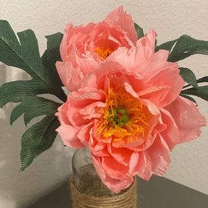 Composizione floreale di carta di peonia/fiori di carta crespa/peonie rosa/bouquet di fiori di carta/regalo di anniversario/composizione floreale/decorazione per la casa