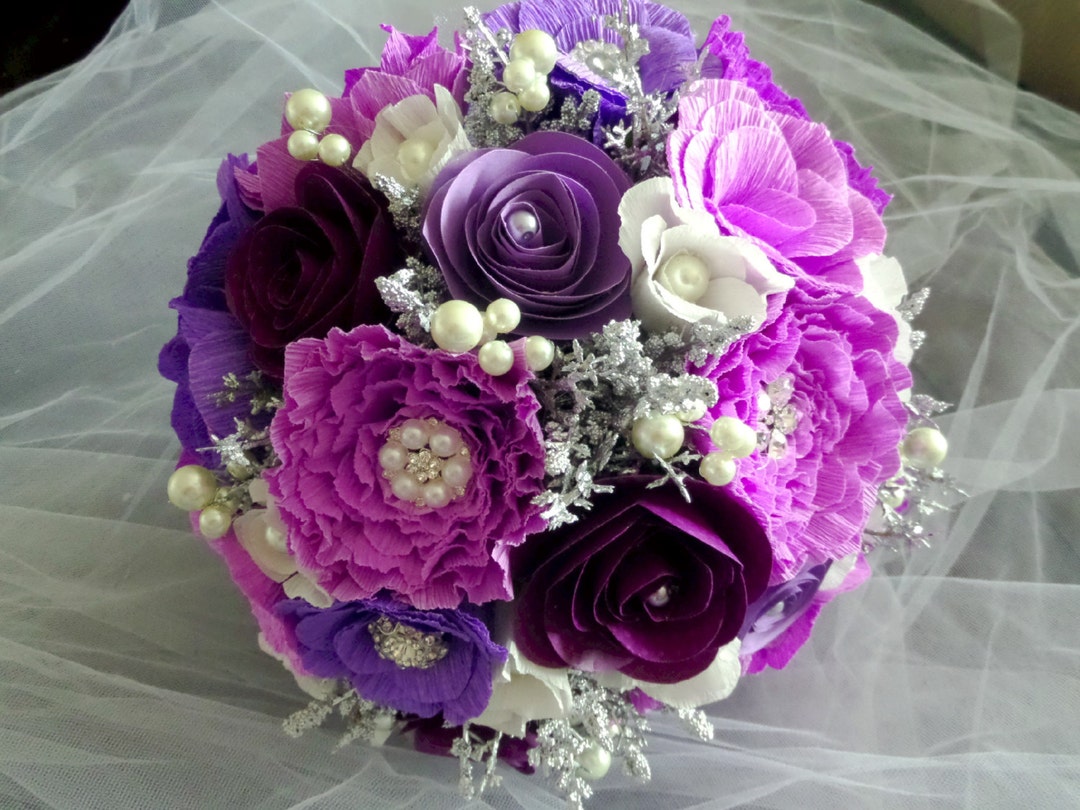 Shades of Purple Paper Flower Flower Bouquet/ Wedding/ Gift Ideas