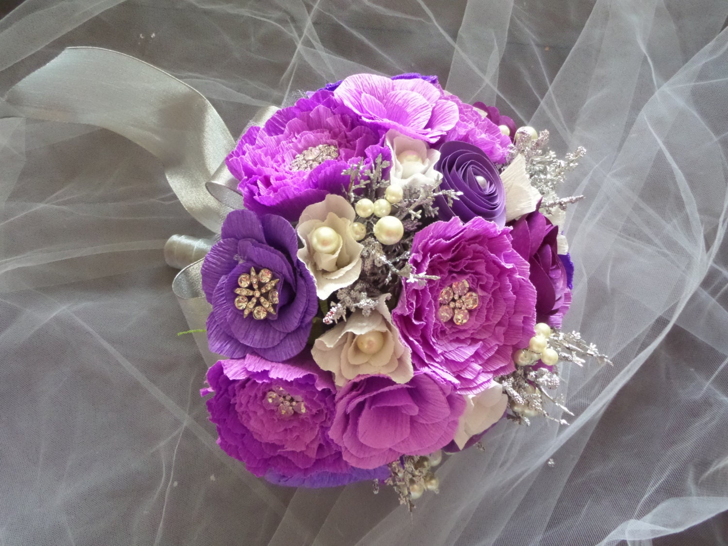 Shades of Purple Paper Flower Flower Bouquet/ Wedding/ Gift Ideas