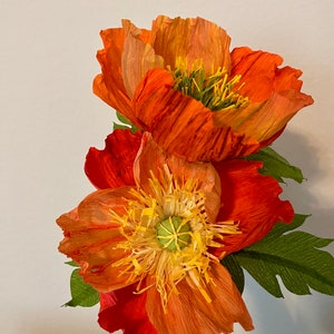 Composizione floreale di papaveri islandesi/fiori di carta crespa/decorazione da tavola/bouquet di fiori di carta/regalo di anniversario/composizione floreale/decorazione per la casa