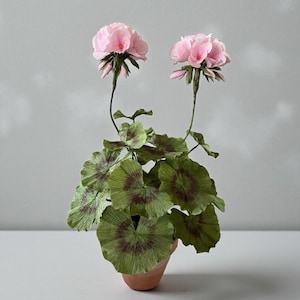 Handmade Paper Pink Double Geranium Plant: Pink Floral Home Decor
