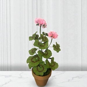 Handmade Paper Geranium Plant: Pink Floral Home Decor