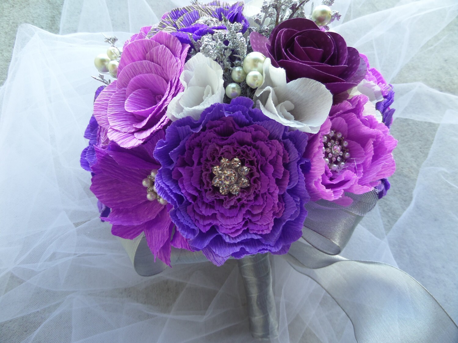 Shades of Purple Paper Flower Flower Bouquet/ Wedding/ Gift Ideas