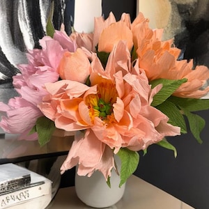Handmade Peony Paper Flower Arrangement: Anniversary Table Decor