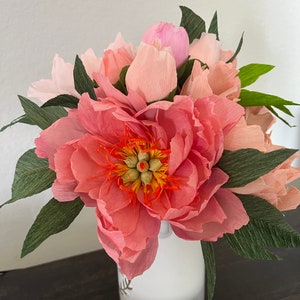 Peony Paper Flower Arrangement/LOVE/Anniversary/ Table arrangements/Bridal/Coffee table flowers/ Gifts for her