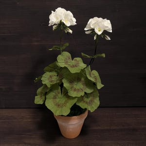 Handmade Paper Geranium Plant: White Floral Home Decor