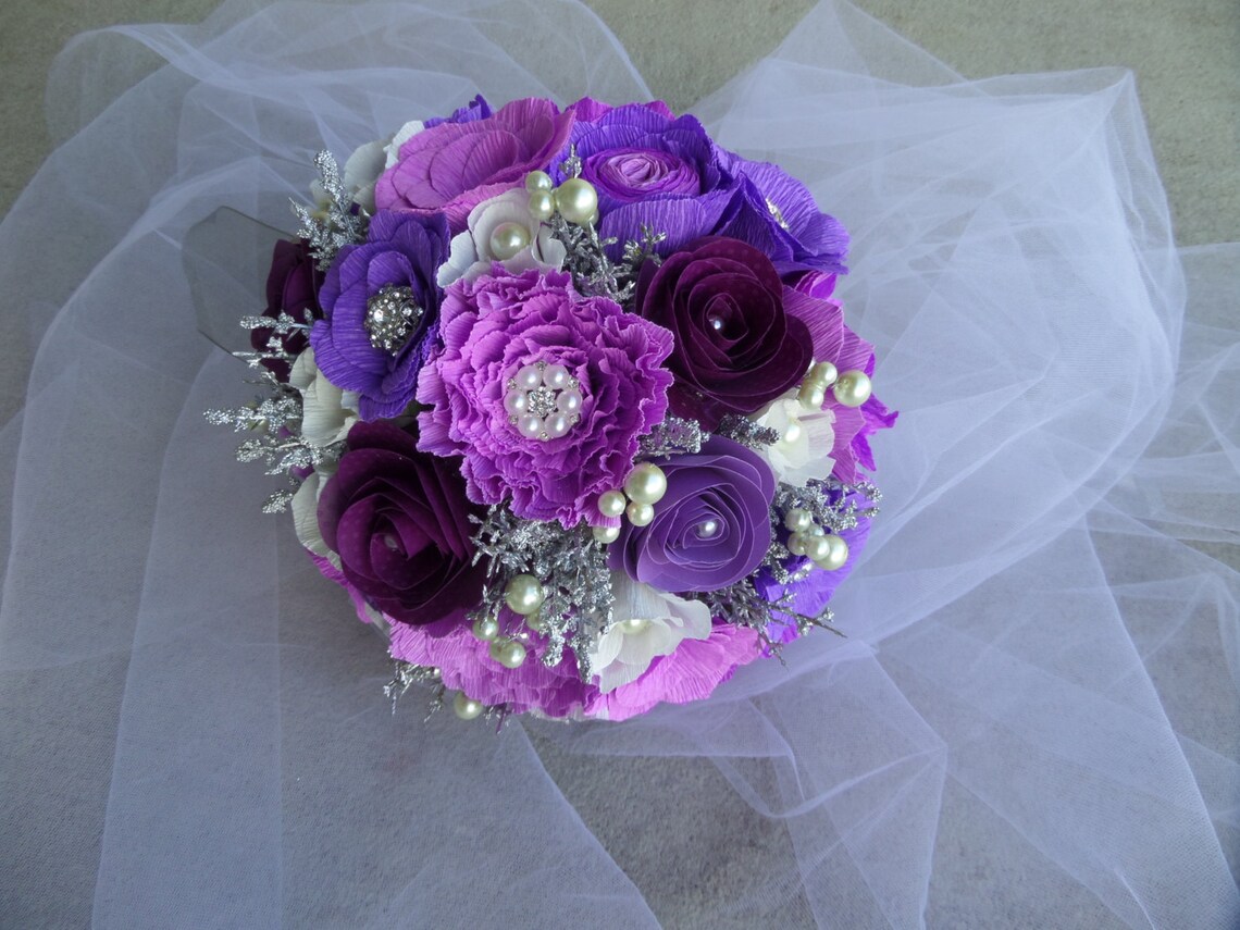 Shades of Purple Paper Flower Flower Bouquet/ Wedding/ Gift Ideas