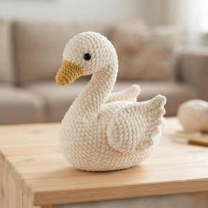 Patrón de cisne de peluche a crochet en PDF, patrón de cisne amigurumi, patrón de pájaro de peluche a crochet, patrón de regalo hecho a mano para baby shower