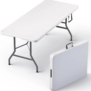 Table pliante en plastique de 3/3,5/4/5,5/6/8 pieds en plastique d'occasion pour l'intérieur et l'extérieur.