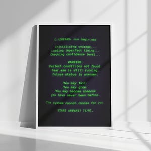 Retro Computer Terminal Art, Motivational Quote Poster, Green CRT Tech Decor (Digital Download)