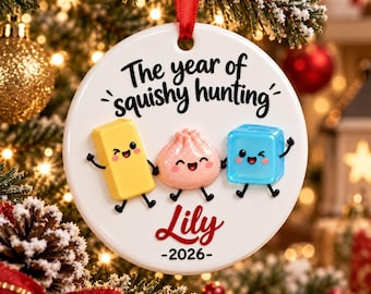 Personalized Squishy Christmas Ornament 2026,Kids Name Ornament, Viral Dumpling Squishy Gift, Girls Christmas Gift, Year Of Squishy Hunting