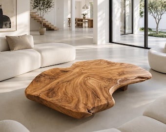 Olive Root Coffee Table , Natural Wood Slab  Table