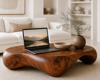 Handcrafted Sculptural Burl Table-Luxury Organic Coffee Table