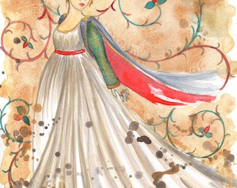 Die Schöne Zauberin von Monza original Aquarellmalerei