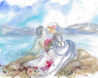 Aquarelle originale d'Agneta et le Sea King
