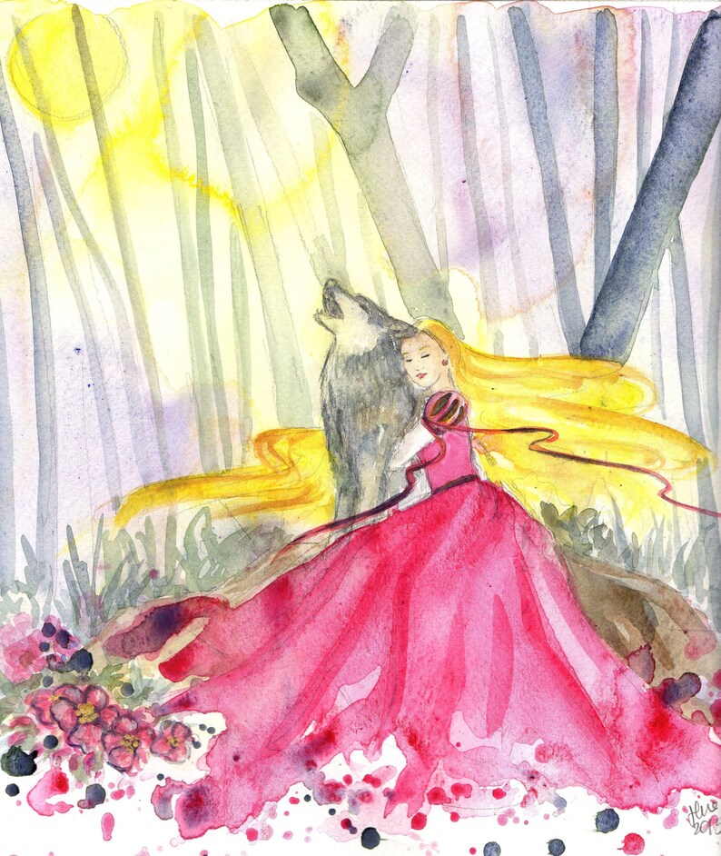 The Legend of Rosaspina original watercolour