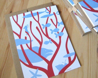 CORAL ROJO / Tarjetas de notas recicladas