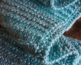 Bufandas Mi mamá hizo / Bufanda de punto lujosa, súper suave, meticulosamente elaborada / azul vegano hecho a mano cálido y acogedor invierno