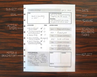 Goal Setting Worksheet for Action Planning and Successful Habit Building with Margins