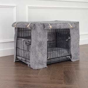 Conjunto de capa de luxo para caixa de transporte de cães, roupa de cama personalizada, almofada removível, canil feito à mão.