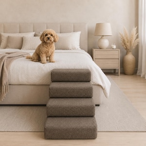 Escada para cães para sofá e cama, degraus para animais de estimação em bouclé