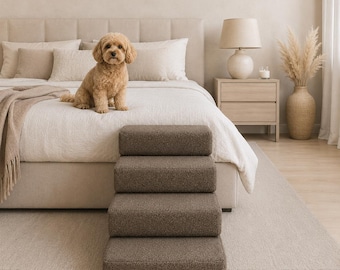 Dog Stairs for Couch & Bed, Bouclé Pet Steps