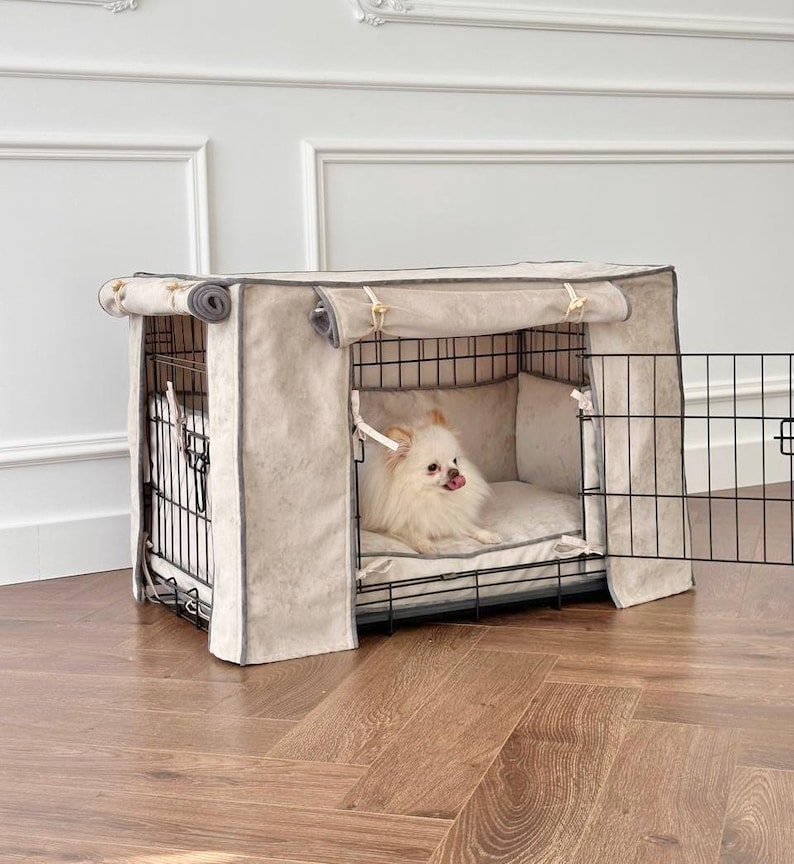 Luxury Dog Crate Cover Set, Crate Cushion With Removable Cover, Soft ...