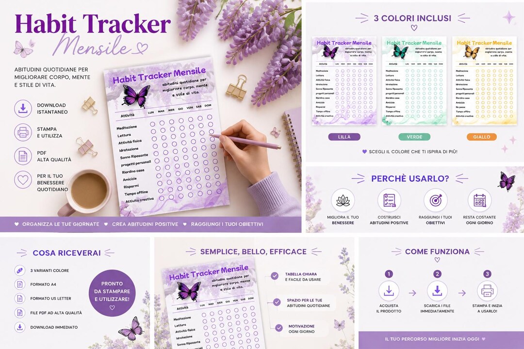 Monthly Habit Tracker Printable | Self Care Planner PDF | Cute Habit ...