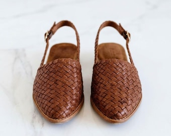 Women’s Baotou Slingback Sandals |  Pointed Toe Flat Shoes | Braided Buckle Summer Flats for Women