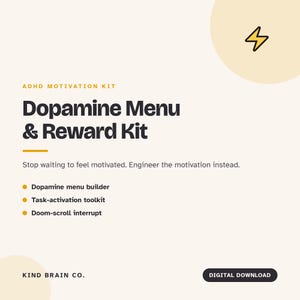 Menu de dopamine à imprimer | Kit de menu et de récompenses pour le TDAH | Activation des tâches de motivation pour le TDAH | Productivité pour les personnes neurodivergentes (PDF)