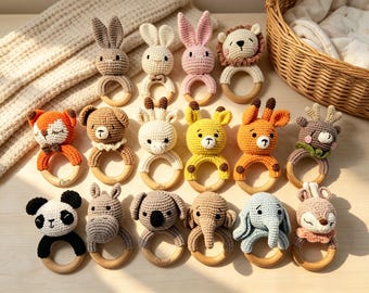 Personalized Animal Baby Rattle, Custom Engraved Name Rattle, Newborn Keepsake Gift, Custom Baby Shower Present, Custom Name Infant Rattle