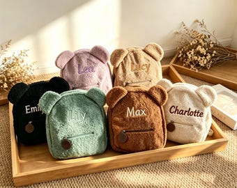 Personalisierte Plüsch Teddybär Kleinkind Rucksack, individuell gestickte Namen Tasche für Kleinkind Geschenk, personalisierte Teddybär Rucksack für Kind