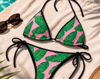 Grön tropisk palmbladsbikini
