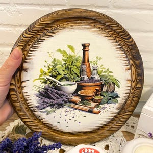 Rundes Käsebrett aus Holz, Servierbrett für Käse und Aufschnitt, handgefertigtes Servierbrett aus Kiefernholz, Dekoration im französischen provenzalischen Stil, Decoupage-Brett
