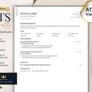 ATS Friendly Resume Template 2026, Word Google Docs and Canva, Easy to Edit Instant Download, Cover Letter and References Included