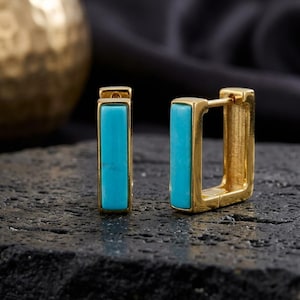 Pendientes de aro rectangulares, aros con incrustaciones, pendientes huggie geométricos, pendientes rectangulares abiertos, pendientes de aro con marco de caja articulado, pendientes huggie con barra