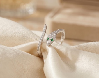 Anello a serpente, anello aperto a serpente, anello a serpente regolabile, anello a serpente, anello avvolgente a serpente, anello a testa di serpente, anello a serpente a fascia aperta, gioielli con anello a serpente