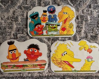 Vintage 1982 Sesame Street Placemats Set of 3, Retro Kid Table Mats