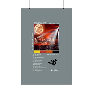 Soundgarden Superunknown Tracklist Poster | Matte Vertical Poster