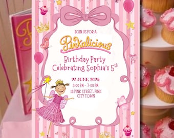 Pinkalicious Birthday Invitation, Pink Fairy Princess Party Invite, Girls Birthday Invitation, Pink Princess Party, Digital Invite