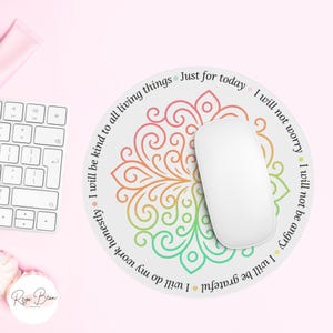 Just for Today Reiki Mouse Pad Gift for Reiki Practitioner, Mandala Art Office Decor, Neoprene
