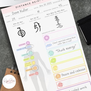 Custom Reiki Practitioner Office Sticky Notes, Healing Symbols and Chakra Tracker (6x10")