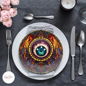 Witchy Evil Eye Plates, Gothic Party Dinnerware (Set of 6, 10")