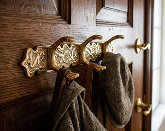 Handgemaakt Marokkaans koperen wandhaakrek – Artisan opberger voor jassen en hoeden