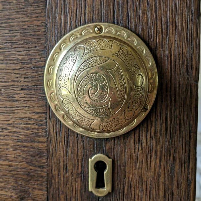 Olackerade knoppar i massiv mässing - Handgjord dörrknopp i massiv mässing - Graverat marockanskt handtag - Handtag i vintagestil bild 6